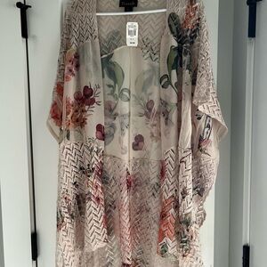 NWT Frazzle Floral Sheer Kimono Style Cardigan